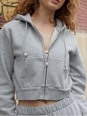 Brandy Melville Crystal Cropped Zip Up Hoodie